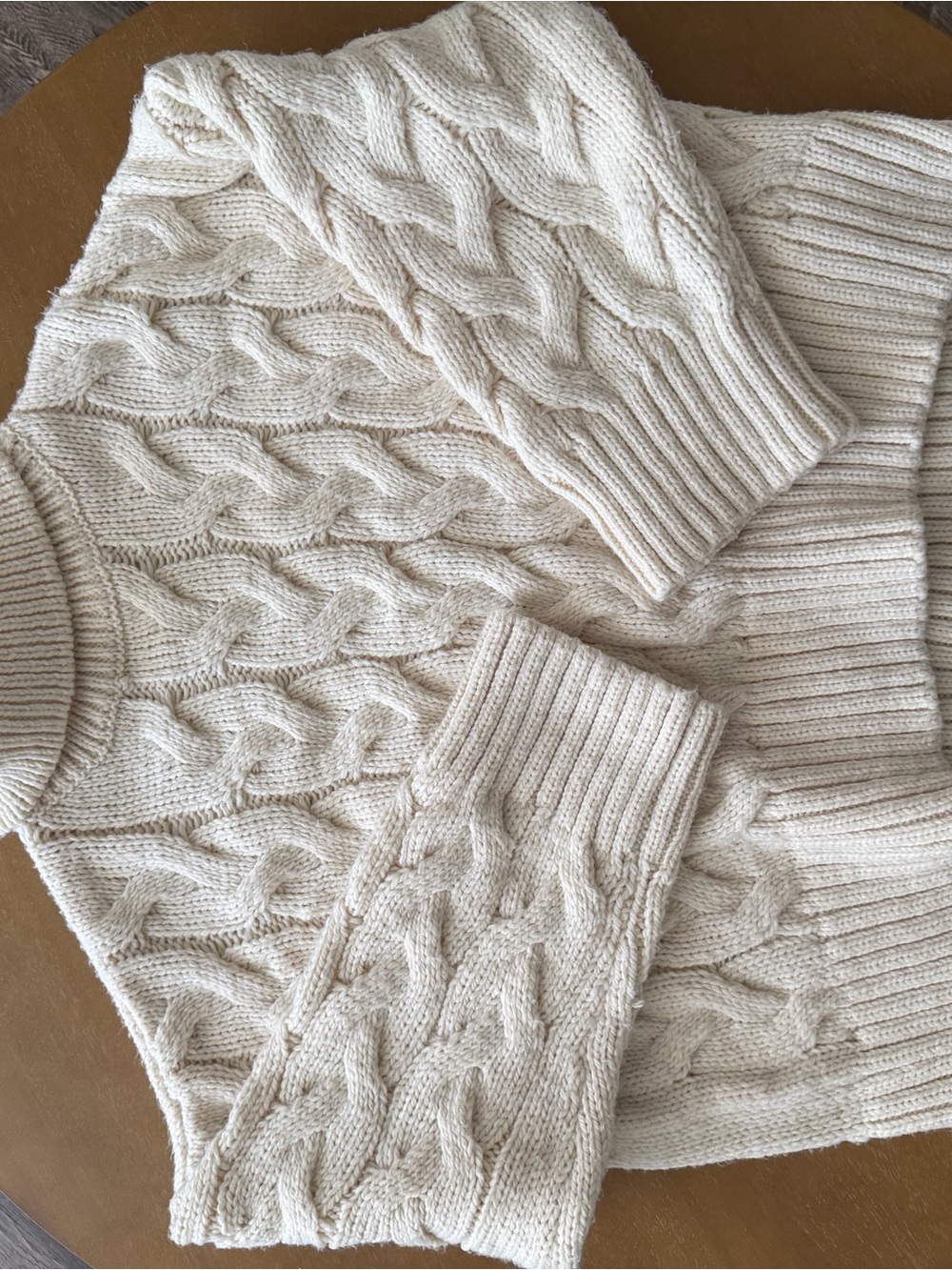 H&M Cream Cable Knit Crewneck Sweater